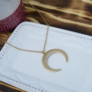 Large Gold Crescent Necklace